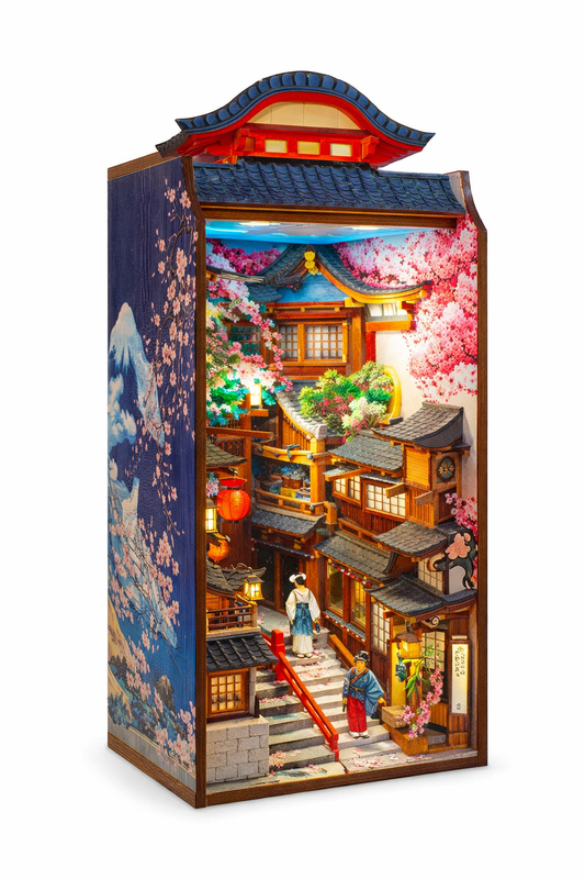 3D houten book nook Edo Sakura Journey, 19 x 10 x 24,3 cm