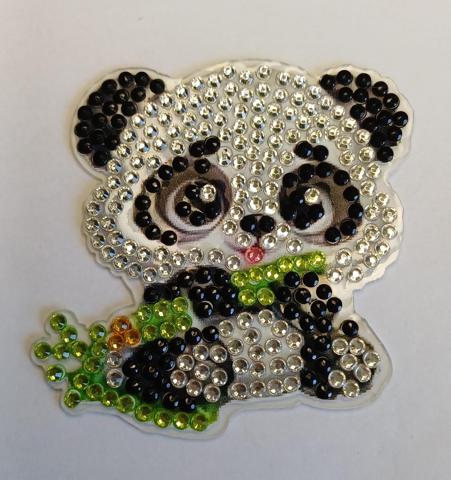 Panda met bamboe diamond painting koelkast-/decoratiemagneet, 6 x 7 cm