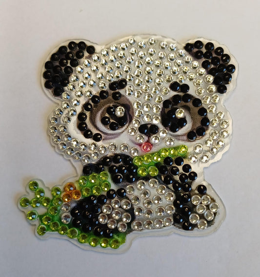 Panda met bamboe diamond painting koelkast-/decoratiemagneet, 6 x 7 cm