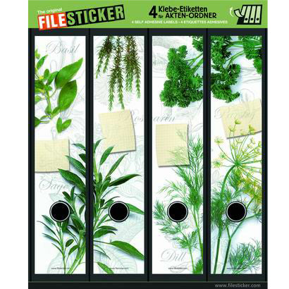 Ordneretiketten breed, 4 stuks kruiden