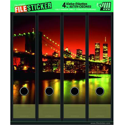 Ordneretiketten breed, 4 stuks Brooklyn Bridge