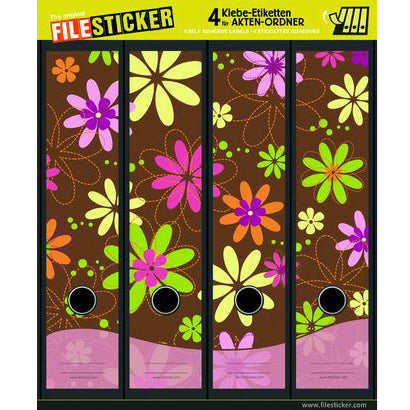 Ordneretiketten breed, 4 stuks retro behang