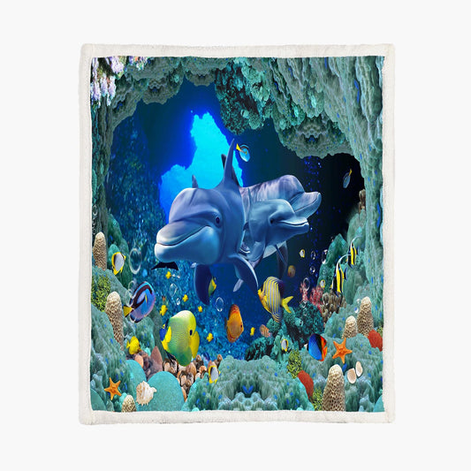 Fleece deken dolphin cave, maat S