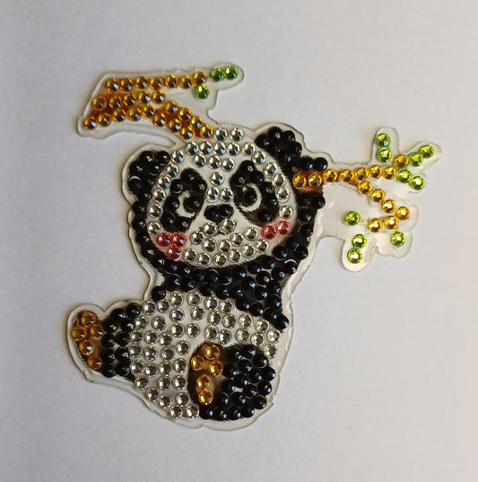 Panda aan boomtak diamond painting koelkast-/decoratiemagneet, 7 x 7 cm