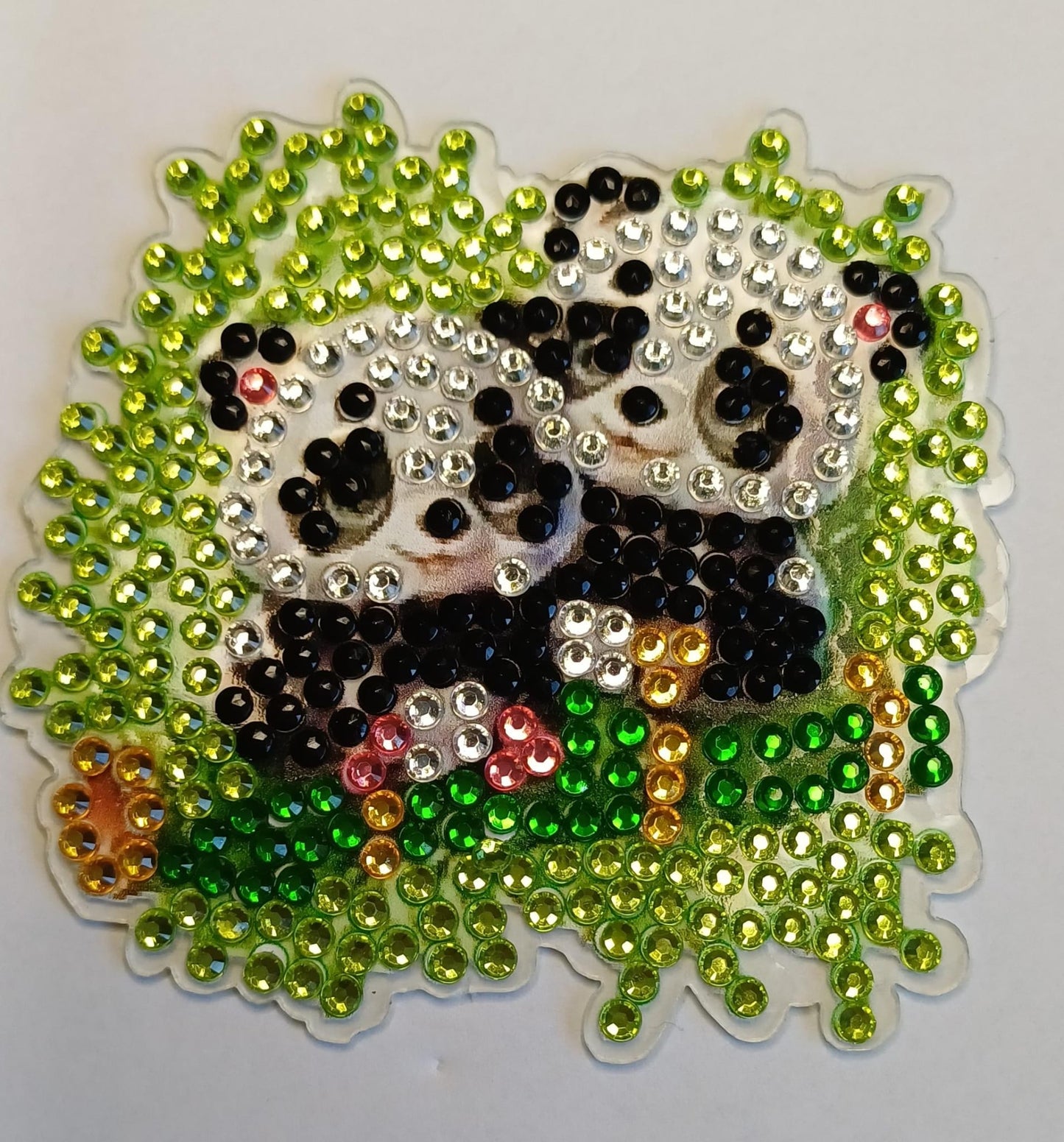Panda duo diamond painting koelkast-/decoratiemagneet, 7 x 7 cm