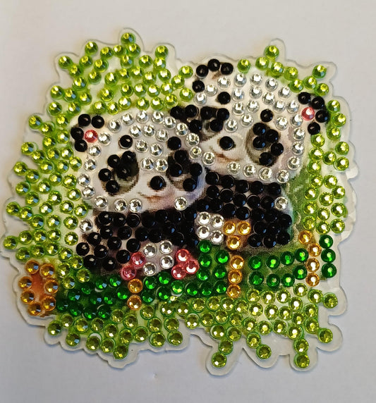 Panda duo diamond painting koelkast-/decoratiemagneet, 7 x 7 cm