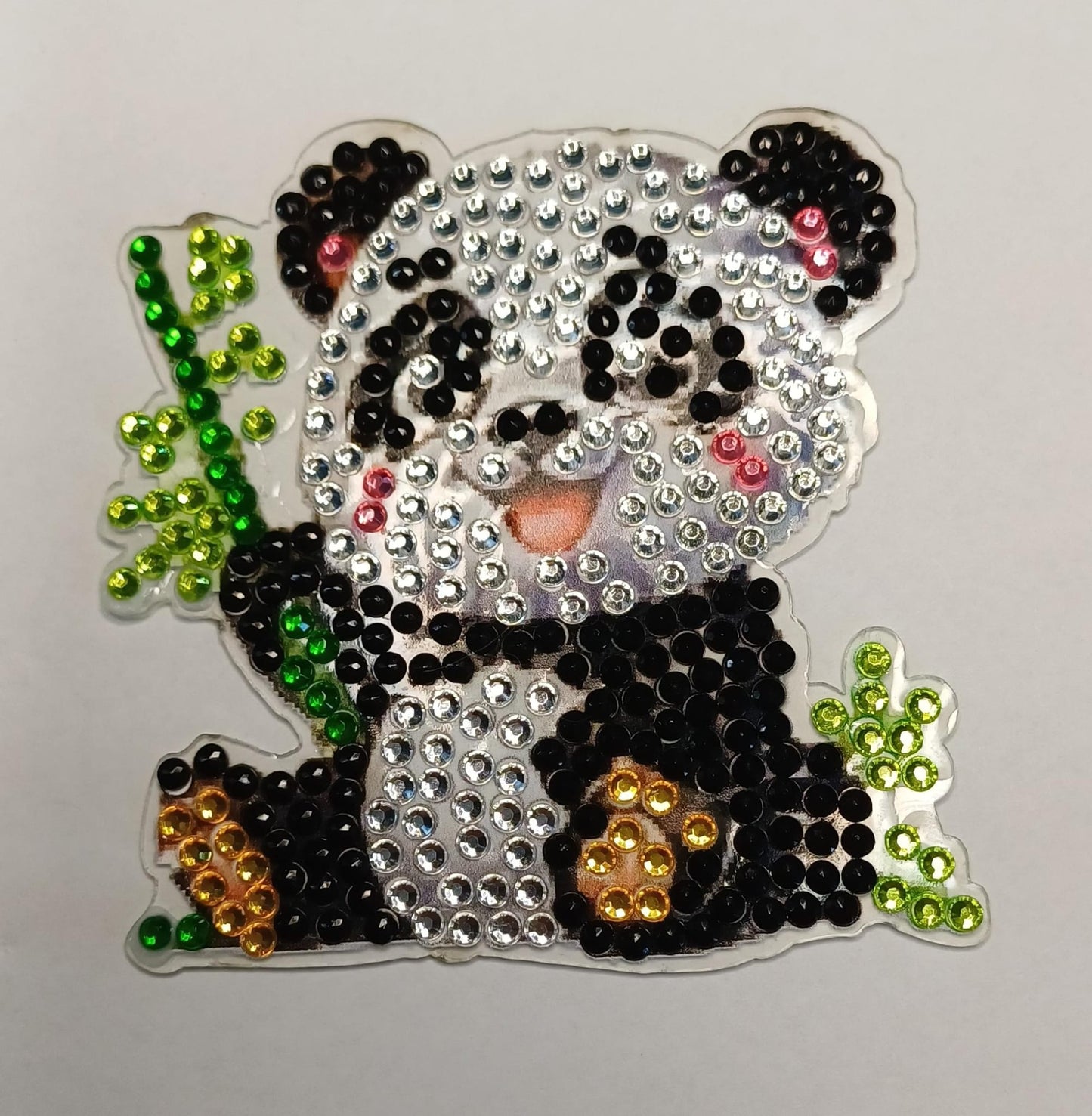 Panda met bamboe diamond painting koelkast-/decoratiemagneet, 7 x 7 cm
