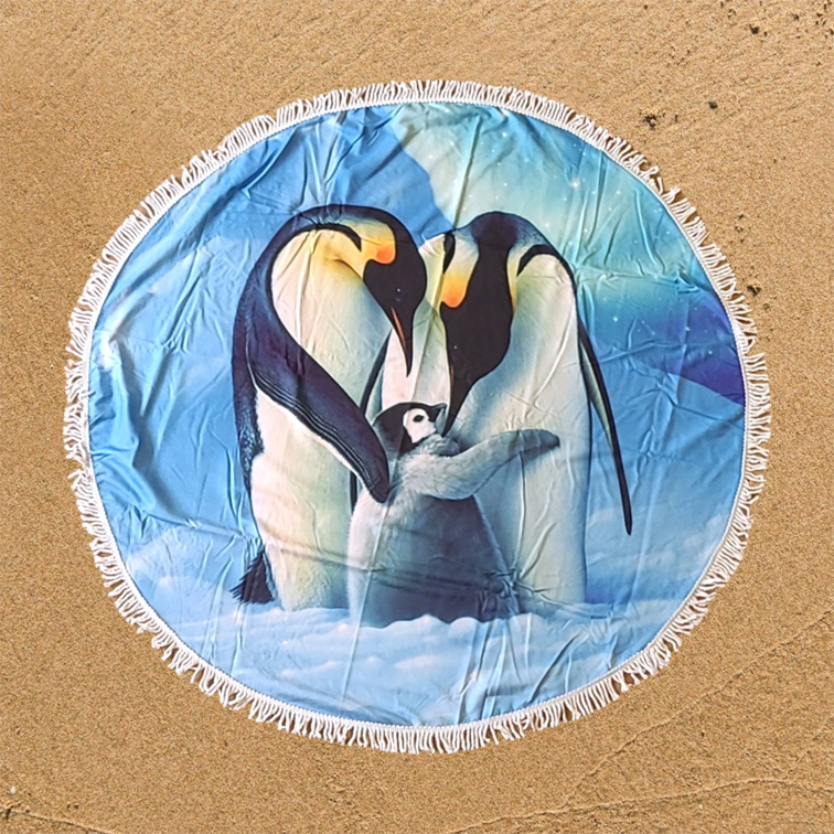 Dear Little One rond strandlaken / picknickkleed, pinguïnprint, 150 cm