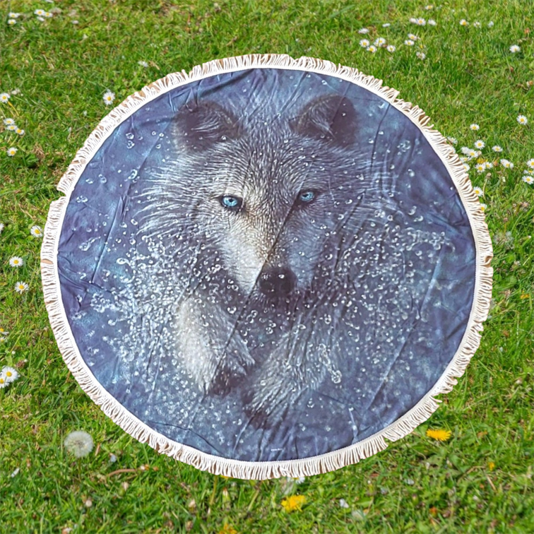 Running Wolf Splash rond strandlaken / picknickkleed, 150 cm