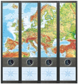 Ordneretiketten breed, Europa, set van 4