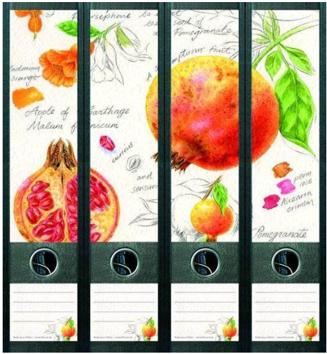 Ordneretiketten breed, Pomegranate, set van 4