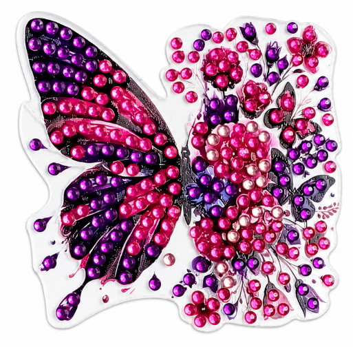 Roze paarse vlinder diamond painting koelkast-/decoratiemagneet, 7,5 x 7,5 cm