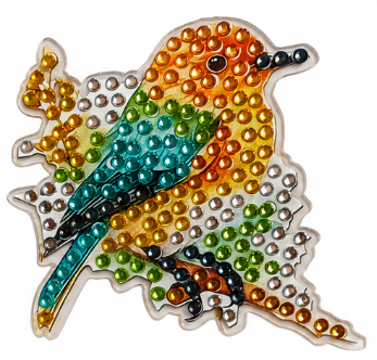 Kleurrijke vogel diamond painting koelkast-/decoratiemagneet, 6,5 x 7 cm