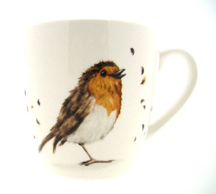 Roodborst ontbijtmok, ca. 400 ml