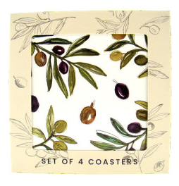 Olive Grove onderzetters, set van 4, 10 × 10 cm