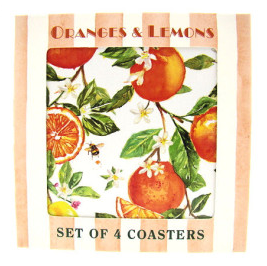 Orange & Lemons onderzetters, set van 4, 10 × 10 cm