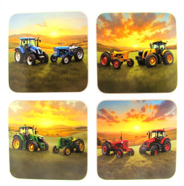 Tractor onderzetters, set van 4, 10 × 10 cm