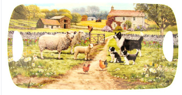 Schaap en collie melamine dienblad 38 × 16,5 cm