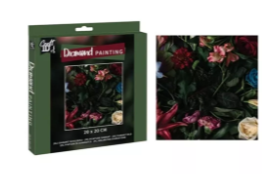 Diamond painting pakket bloemen, 20 x 20 cm