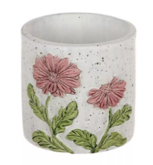 Bloempot gerbera rood, steen, Ø 10,5 × 10,3 cm