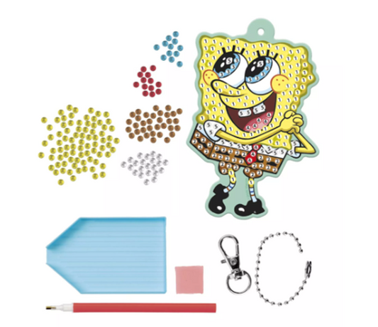 SpongeBob sleutelhanger, diamond painting, 6 × 9 cm