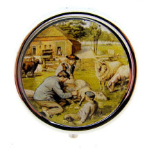 Ot en Sien schapen scheren pillendoosje, 3-vaks 4,5 × 2 cm