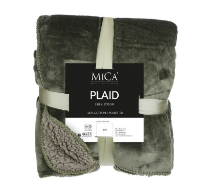 Mardy fleece plaid, donkergroen, 200 × 150 cm