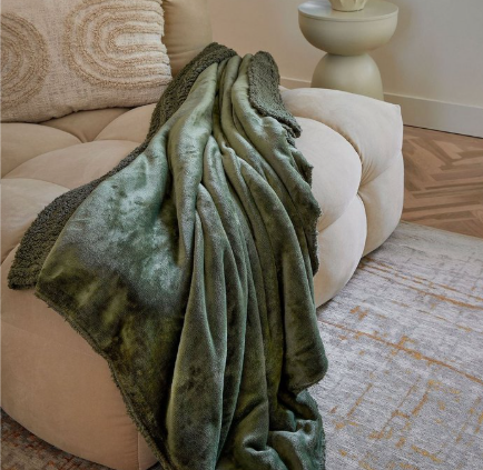 Mardy fleece plaid, donkergroen, 200 × 150 cm