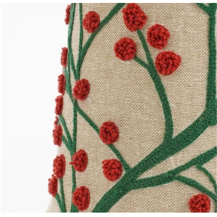 Decoratieboom met geborduurde bessen, beige, rood en groen, 55 × Ø 12 cm