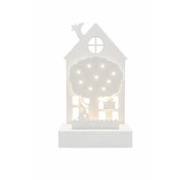 Houten huisje met dieren, nachtlamp, 20 cm