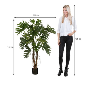 Philodendron kunstplant, groen, 110 × 110 × 140 cm