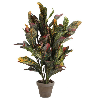 Croton kunstplant, groen, rood en geel, Ø 40 × 73 cm
