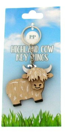 Schotse hooglander, sleutelhanger hout