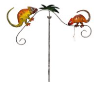 Windspinner kameleon op stok metaal – kleurrijke tuindecoratie