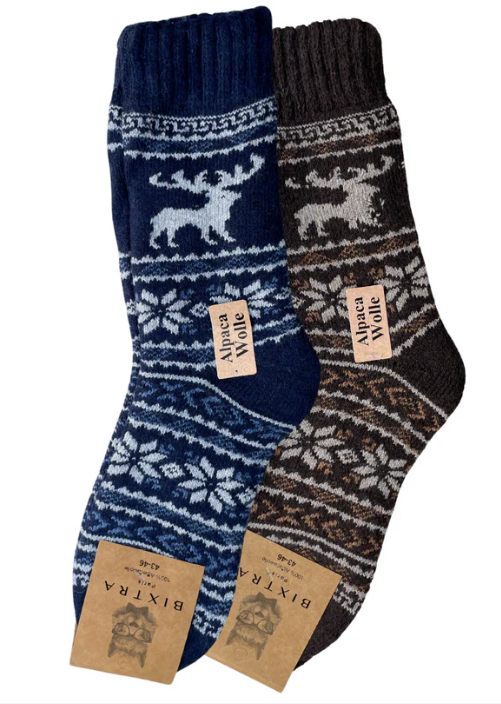 Alpacasokken rendier, 2 paar, 100% alpacawol