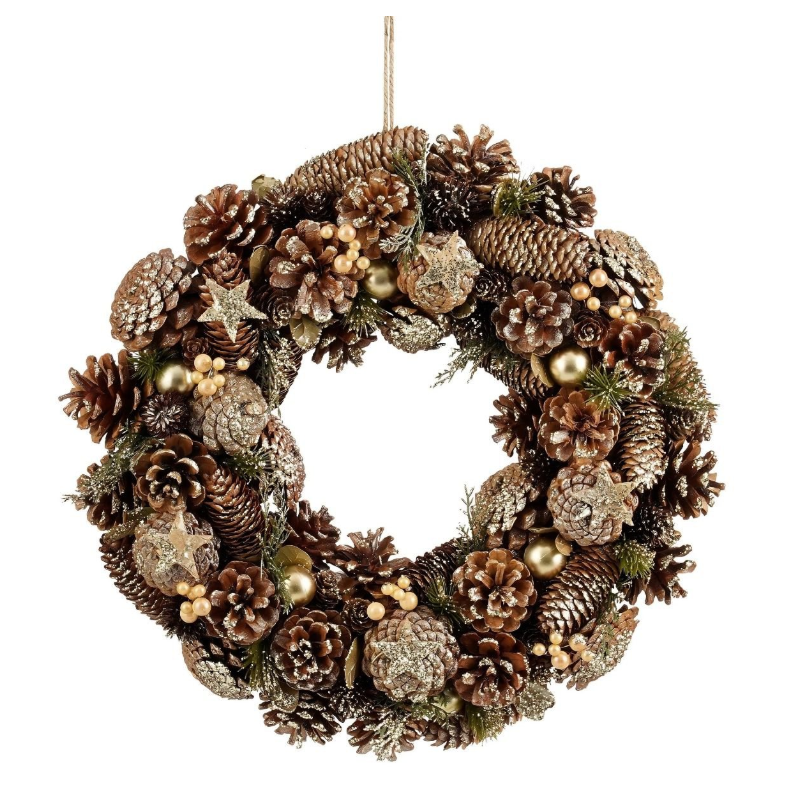 Kerstkrans Brant met dennenappels, Ø 45 × 9 cm