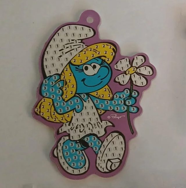 Smurfin sleutelhanger, diamond painting, 7 × 9 cm
