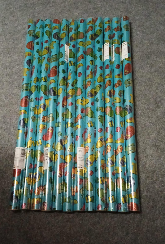 Sinterklaas cadeaupapier, blauw, per rol