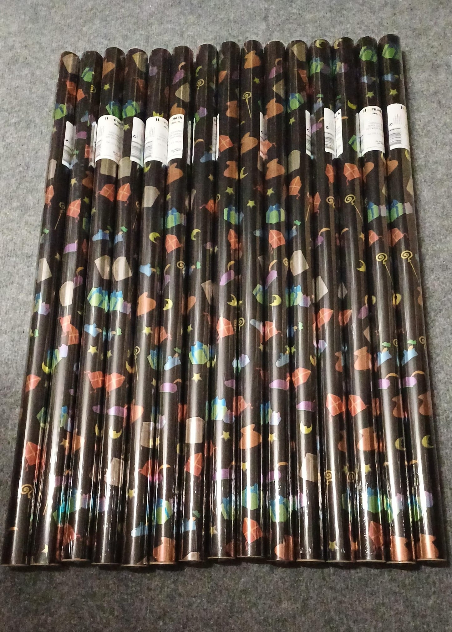 Sinterklaas cadeaupapier, zwart, per rol