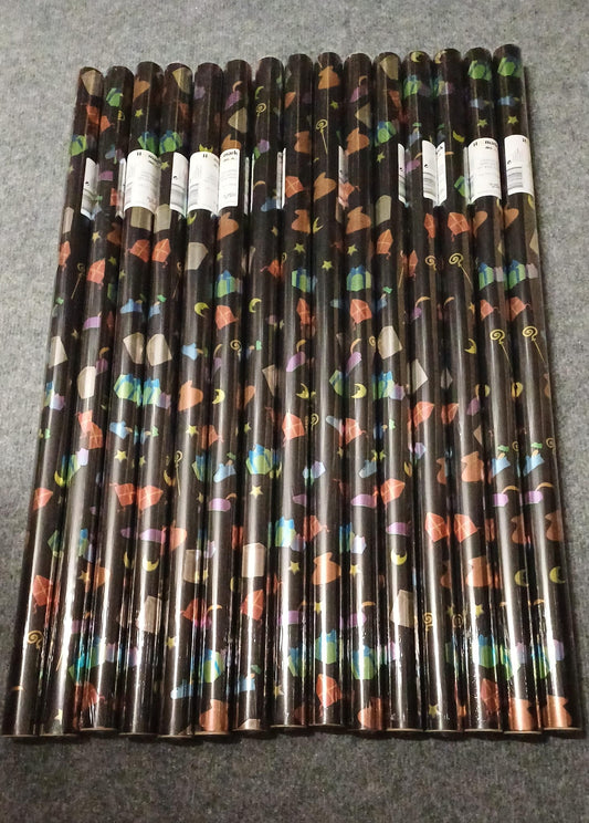 Sinterklaas cadeaupapier, zwart, per rol