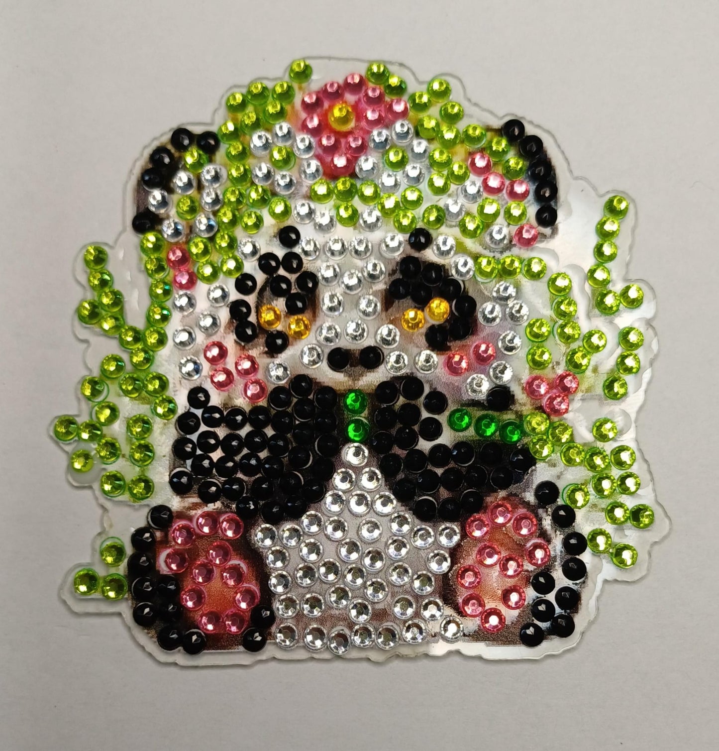 Etende panda diamond painting koelkast-/decoratiemagneet, 7 x 7 cm