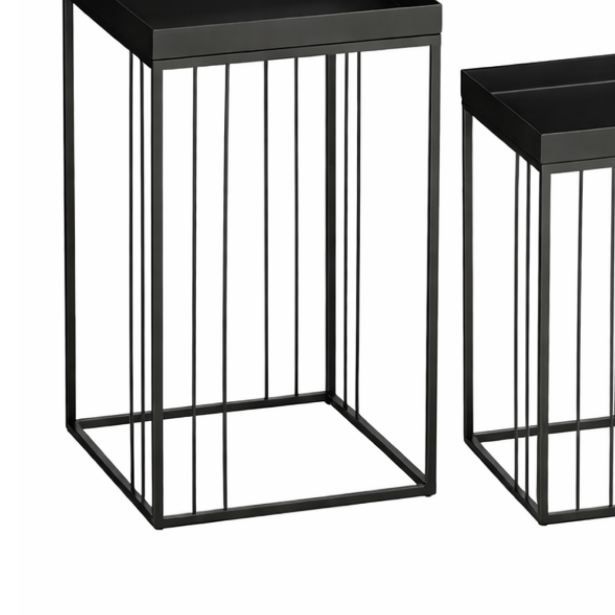Zwarte bijzettafel set Beth compact - 3-delig