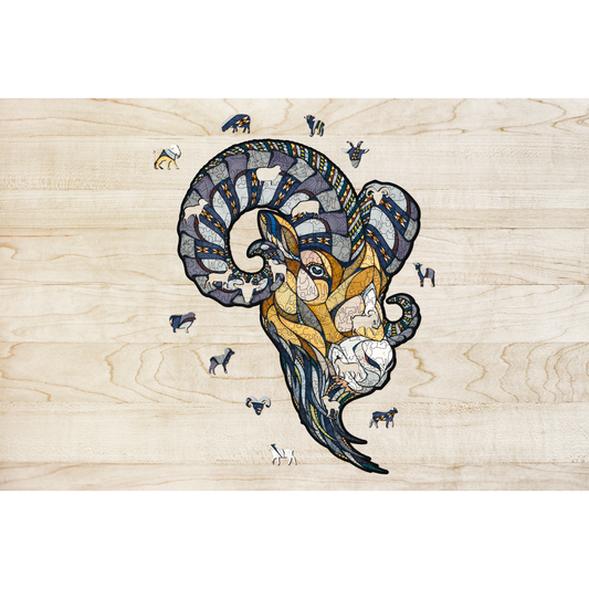 Houten legpuzzel ram, 130 stukjes, 38,7 x 28,2 cm