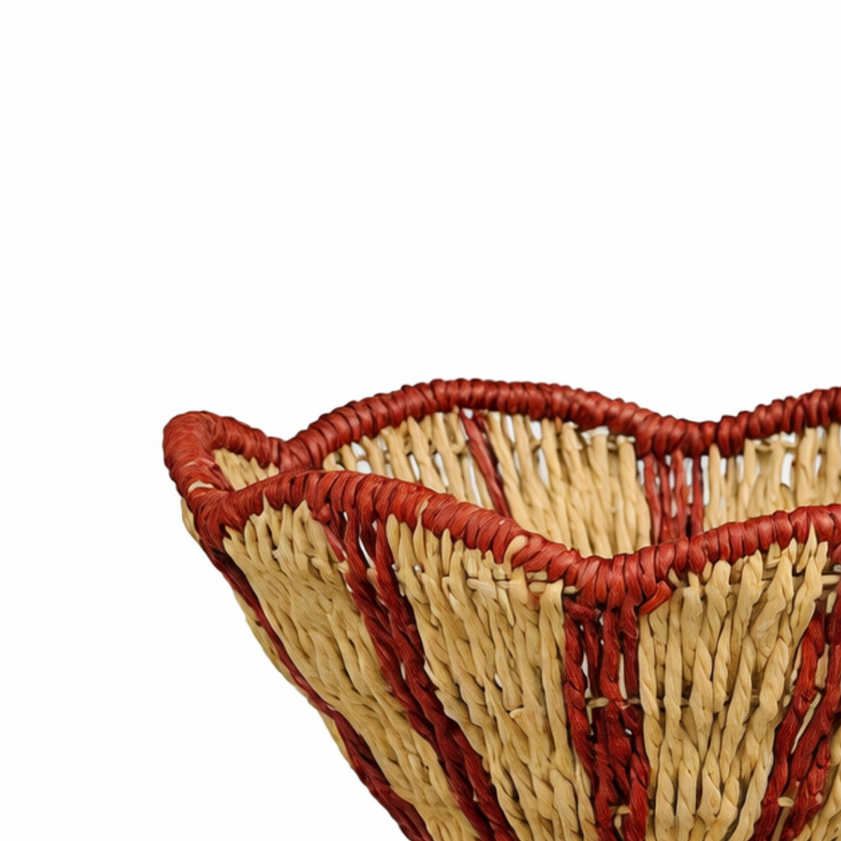 Geweven mand, rood en lichtbruin, 20 × Ø 28 cm