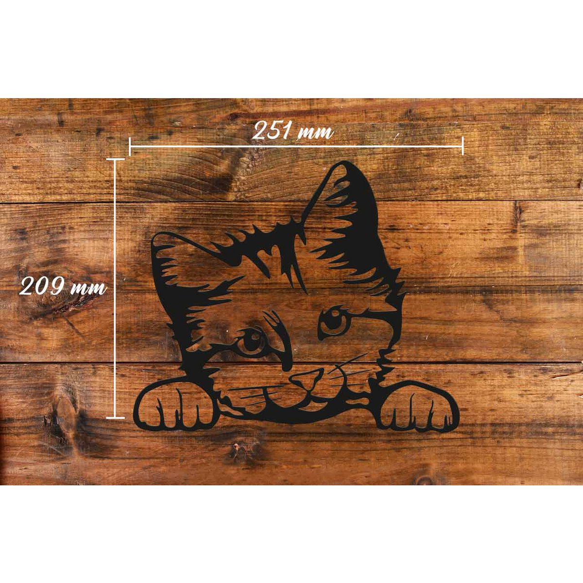 Peekaboo kat metalen wanddecoratie zwart