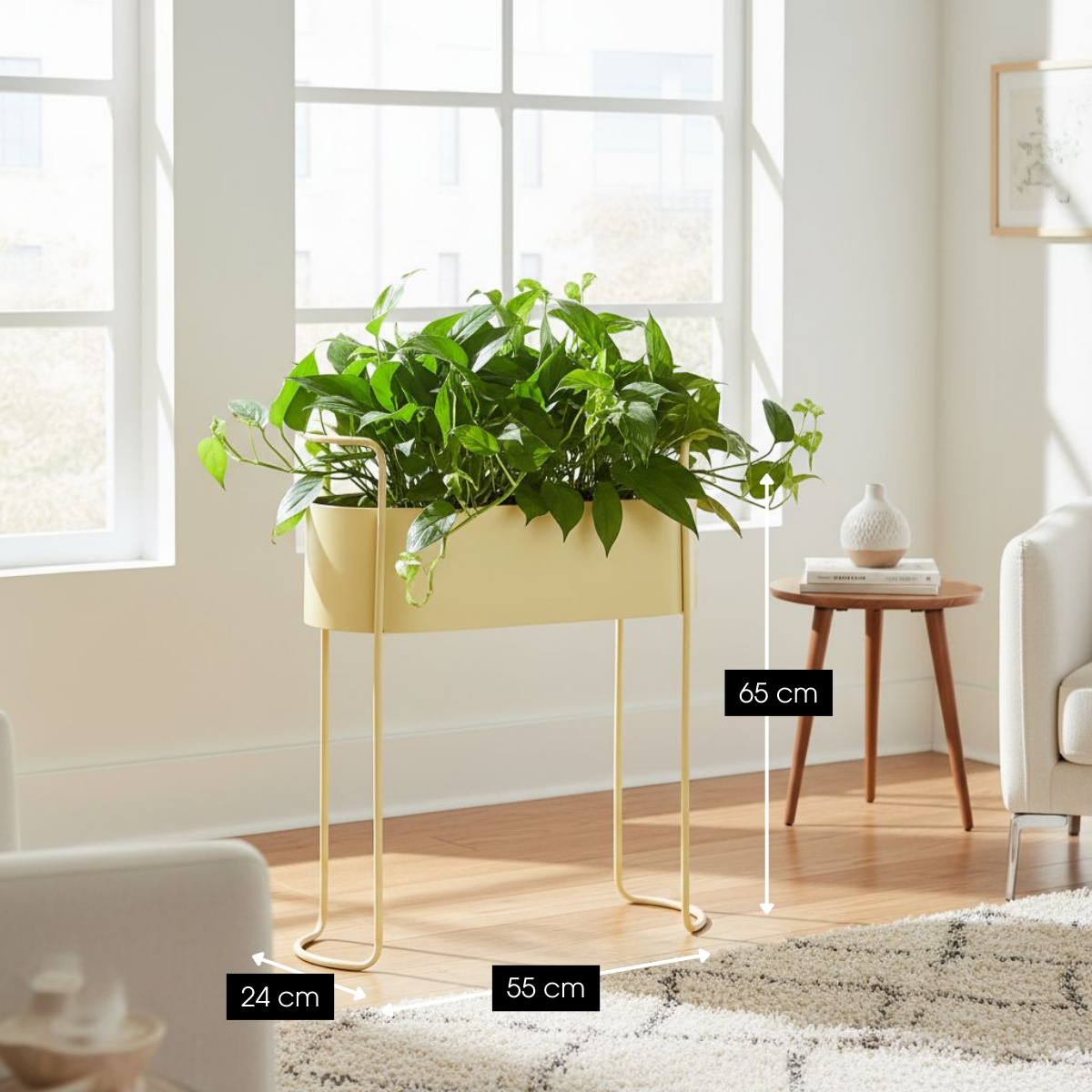 Moritz bloempot op standaard, beige, 55 × 24 × 65 cm
