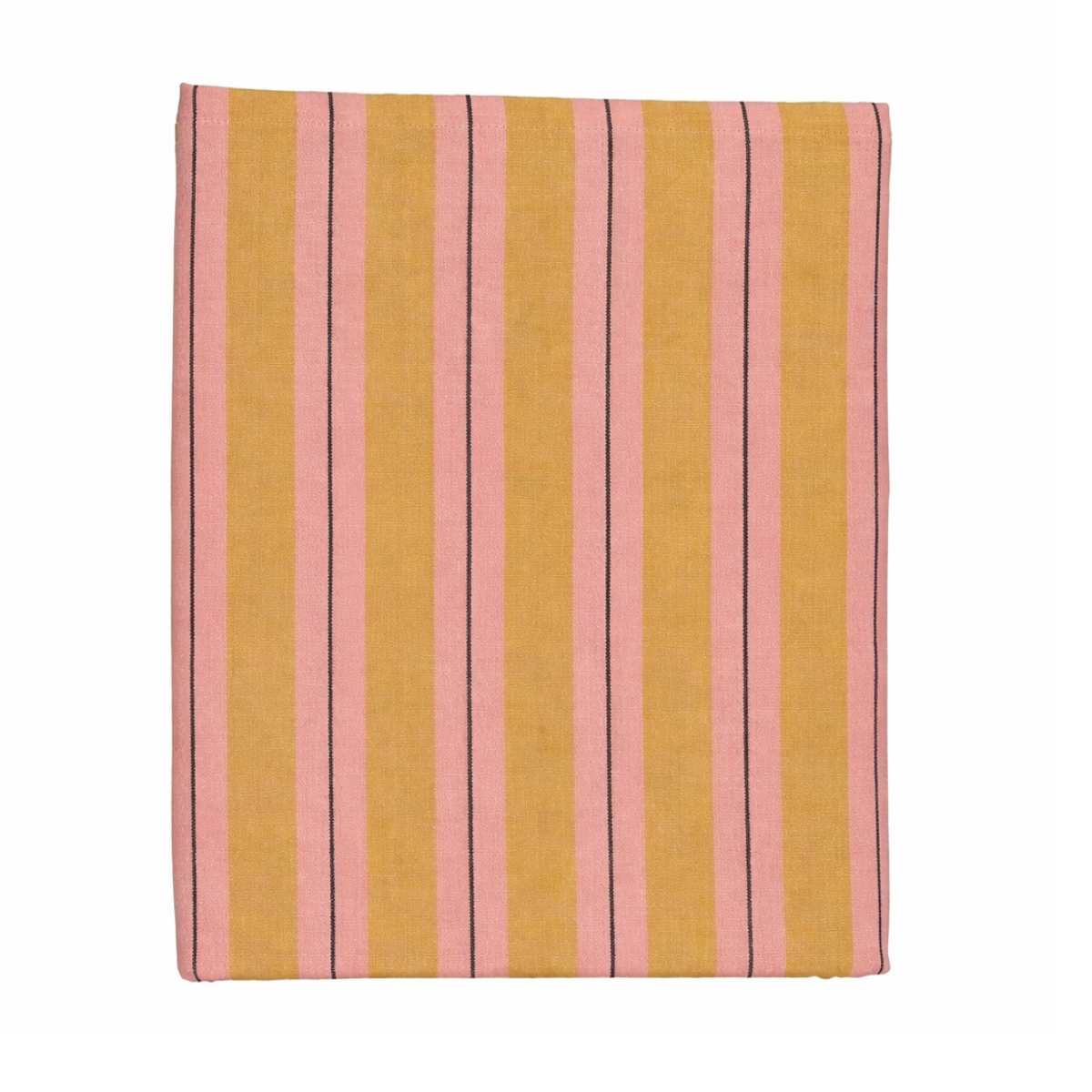 Tafelkleed roze okergeel gestreept, 250 x 140 cm