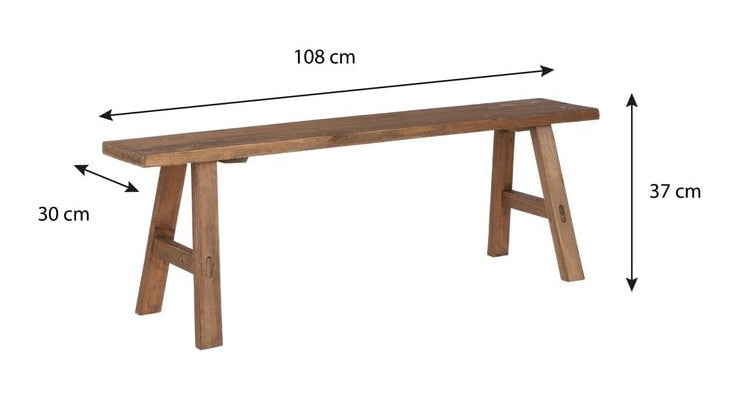 Bold houten bankje, 108 x 30 x 37 cm