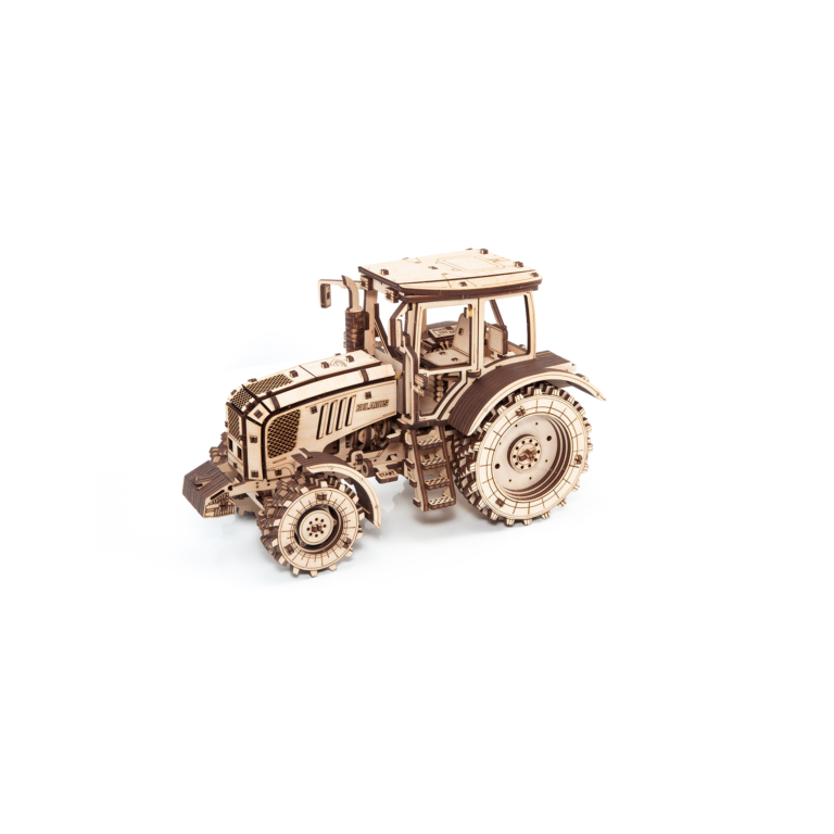 DIY houten mechanische puzzel tractor Belarus, 28,2 x 13,6 x 17,5 cm