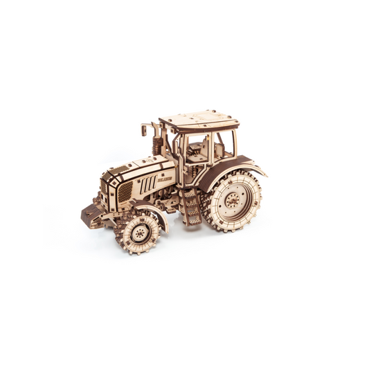 DIY houten mechanische puzzel tractor Belarus, 28,2 x 13,6 x 17,5 cm